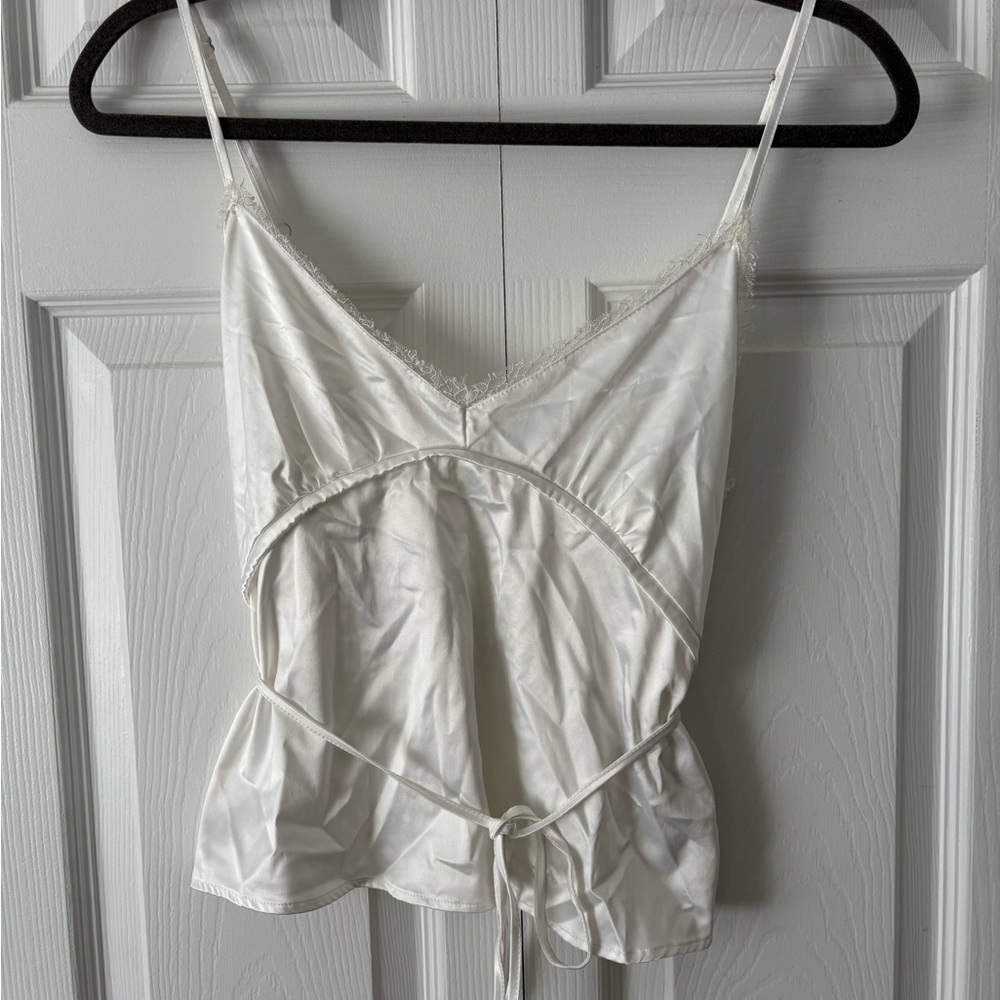 Zara Cream Lace-Trimmed Top